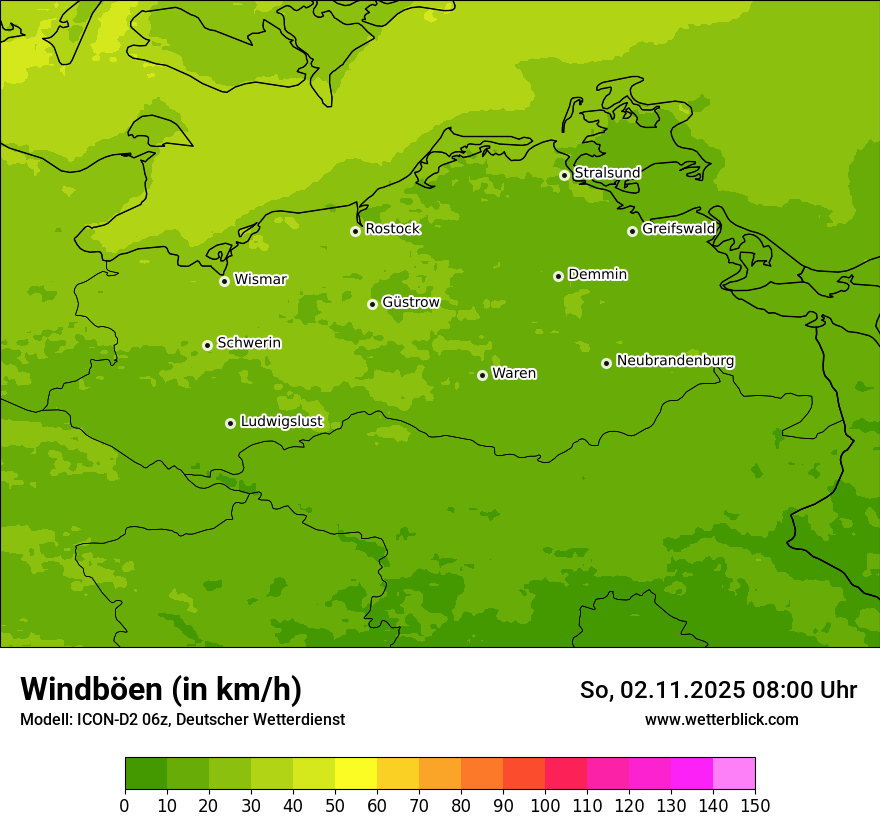 Modellkarten Windgeschwindigkeit