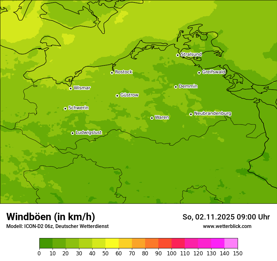 Modellkarten Windgeschwindigkeit