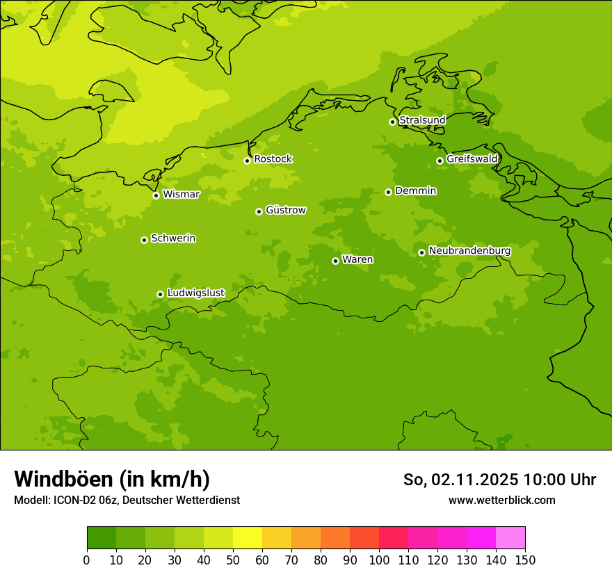 Modellkarten Windgeschwindigkeit