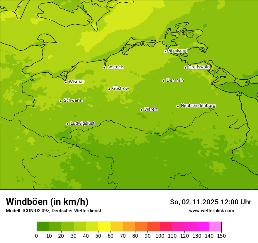 Modellkarten Windgeschwindigkeit