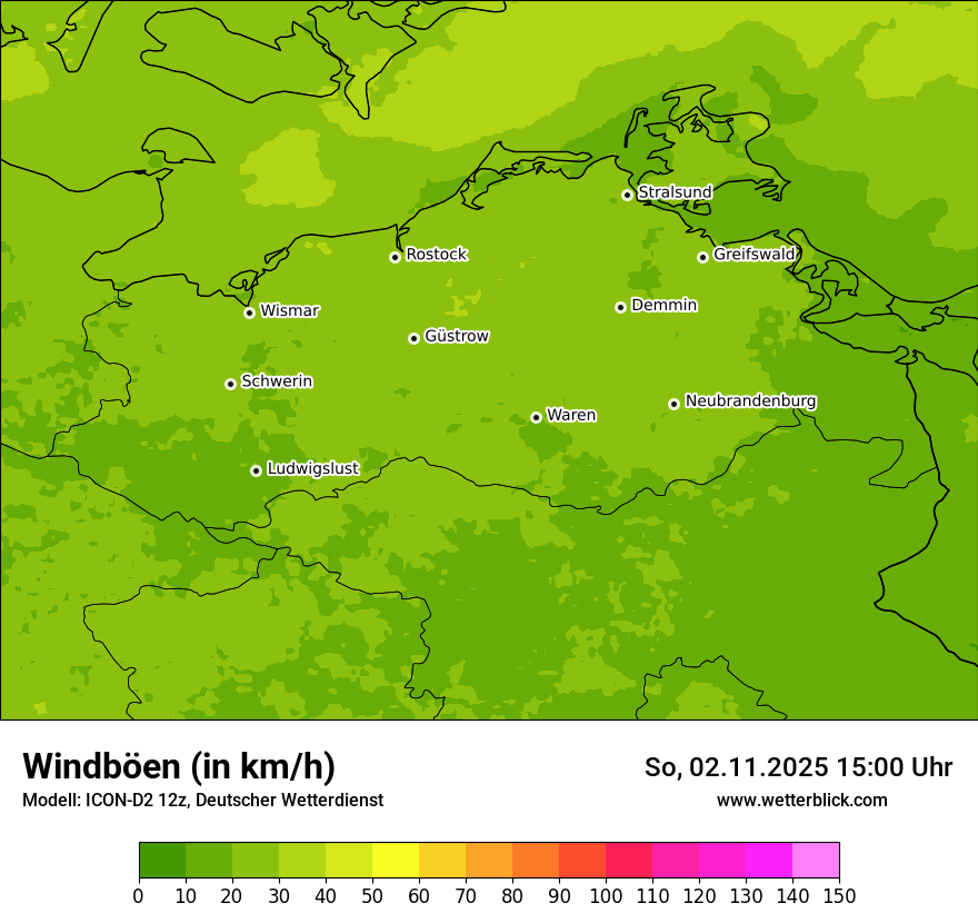 Modellkarten Windgeschwindigkeit