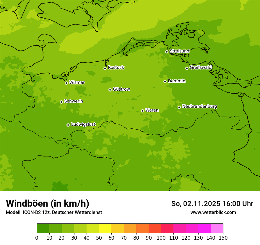 Modellkarten Windgeschwindigkeit
