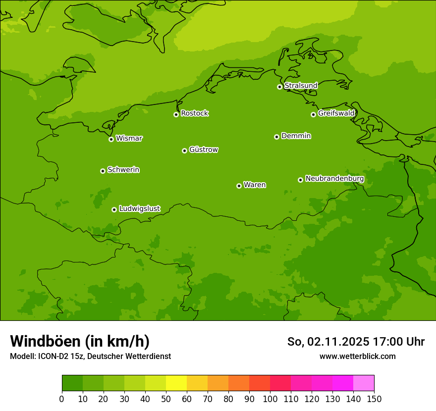 Modellkarten Windgeschwindigkeit