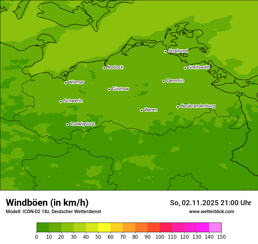 Modellkarten Windgeschwindigkeit