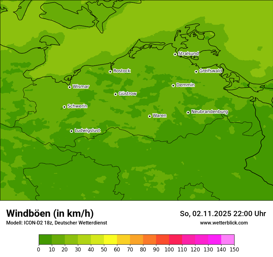 Modellkarten Windgeschwindigkeit