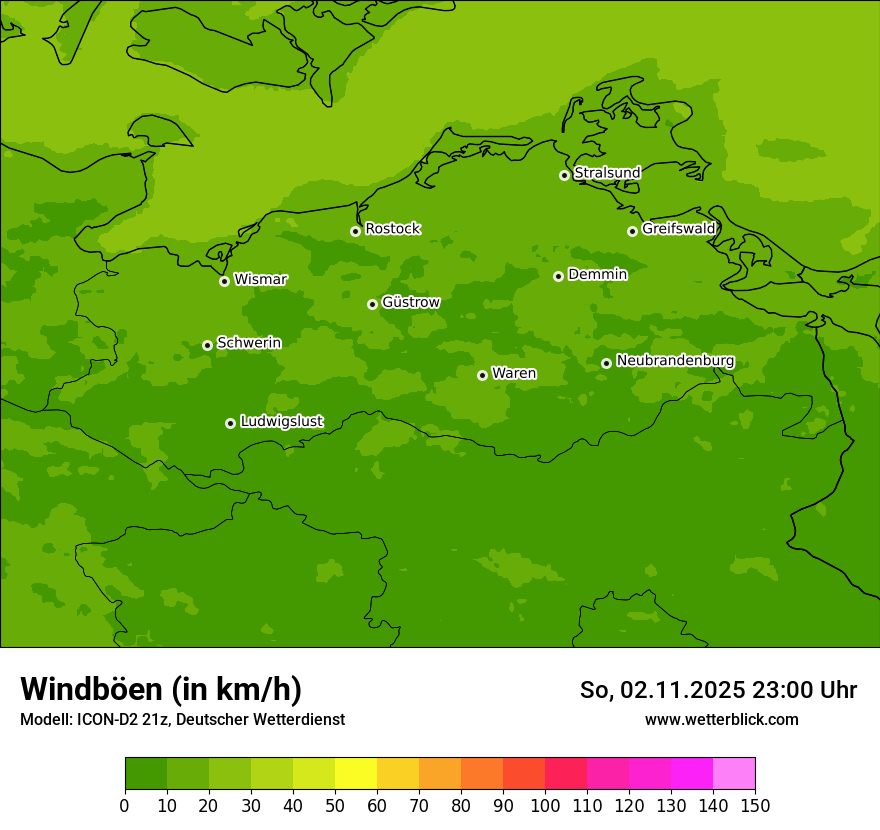 Modellkarten Windgeschwindigkeit