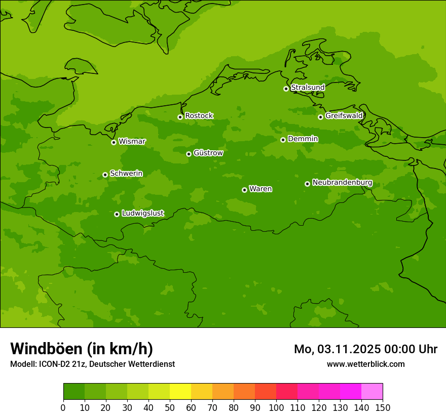 Modellkarten Windgeschwindigkeit