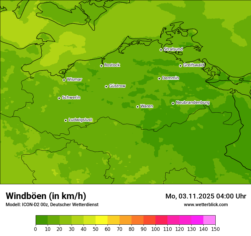 Modellkarten Windgeschwindigkeit