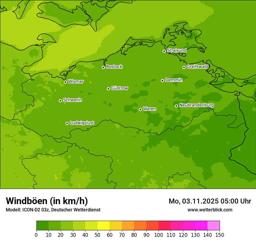 Modellkarten Windgeschwindigkeit