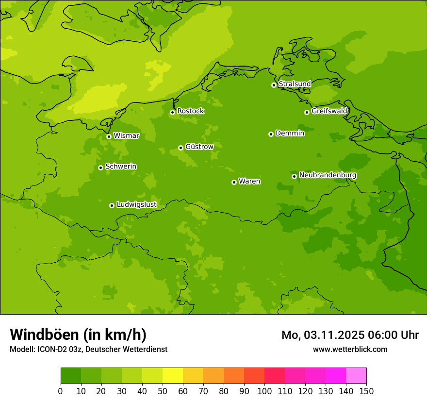 Modellkarten Windgeschwindigkeit