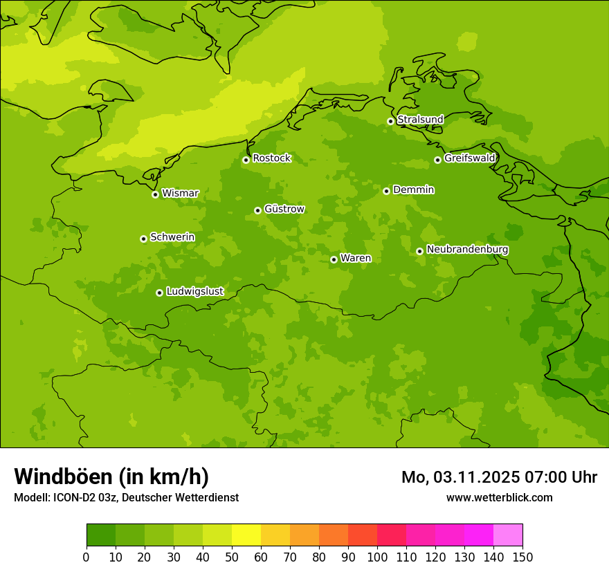 Modellkarten Windgeschwindigkeit