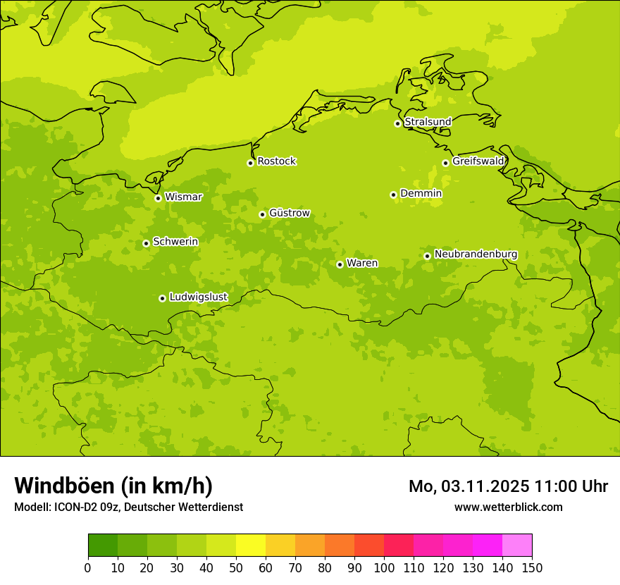Modellkarten Windgeschwindigkeit