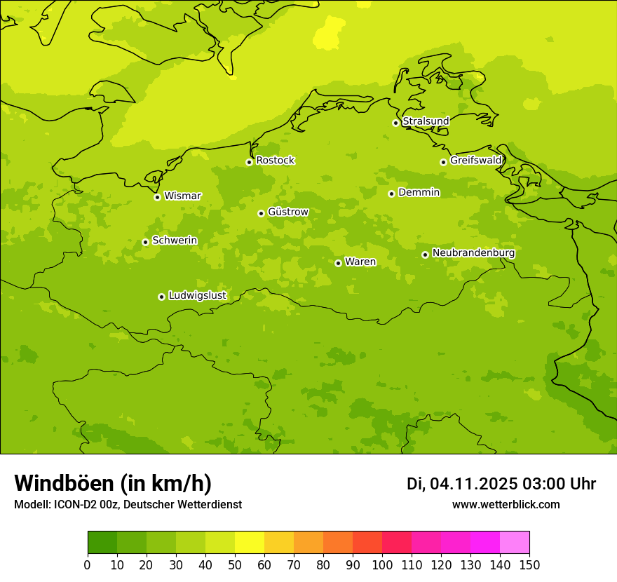 Modellkarten Windgeschwindigkeit