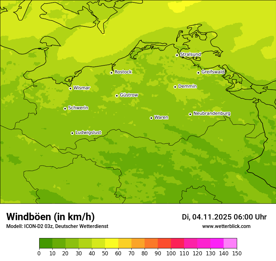 Modellkarten Windgeschwindigkeit