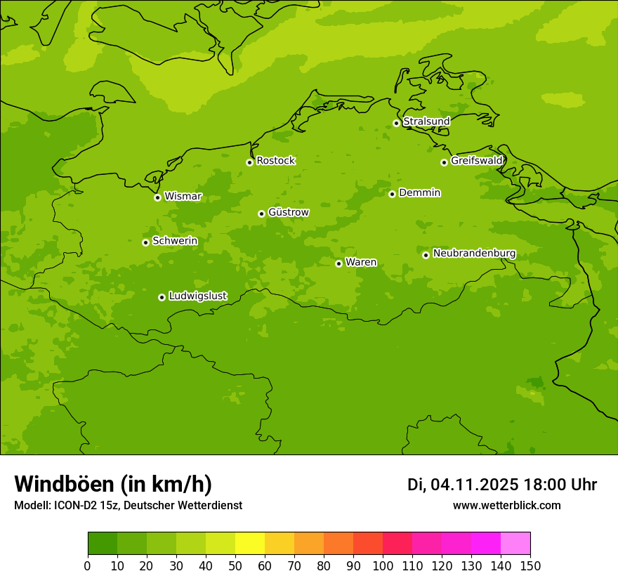 Modellkarten Windgeschwindigkeit