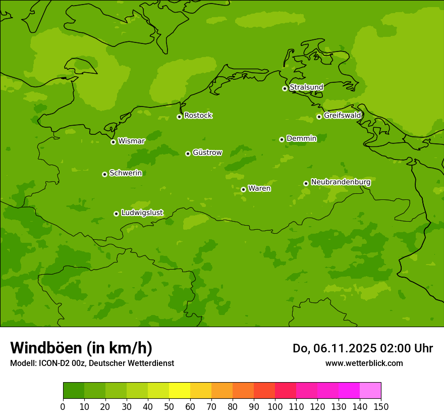 Modellkarten Windgeschwindigkeit