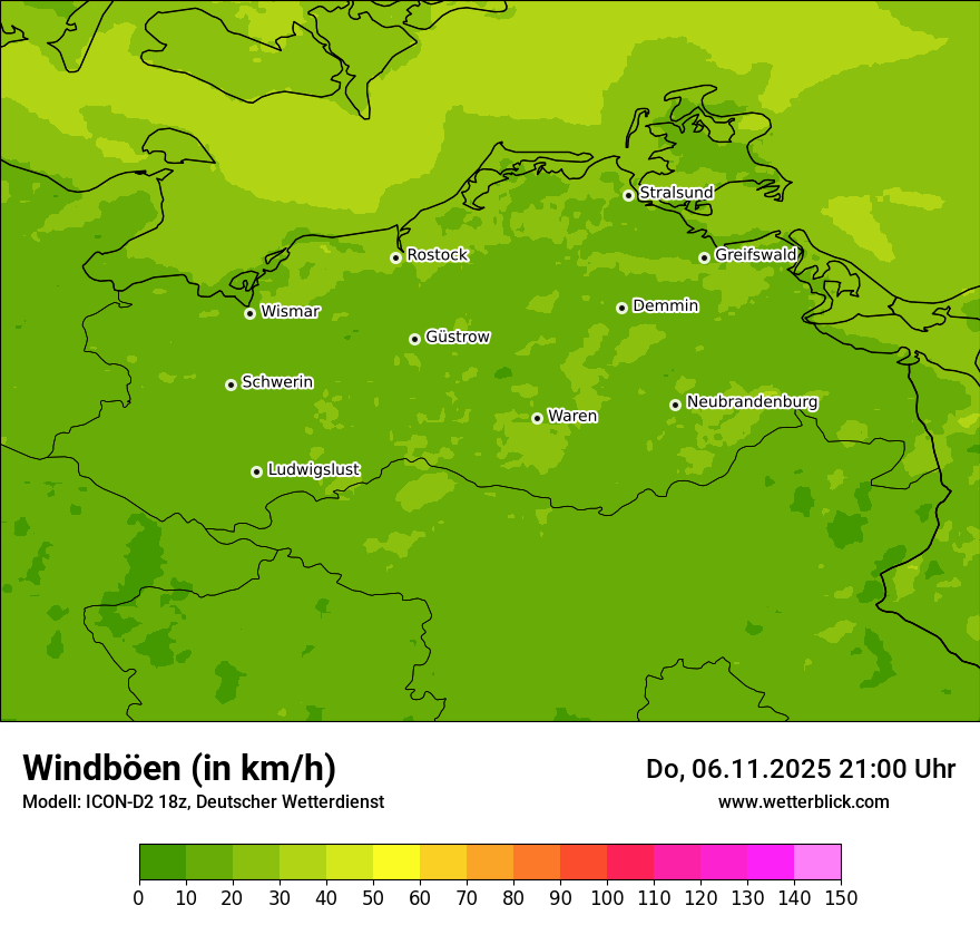 Modellkarten Windgeschwindigkeit