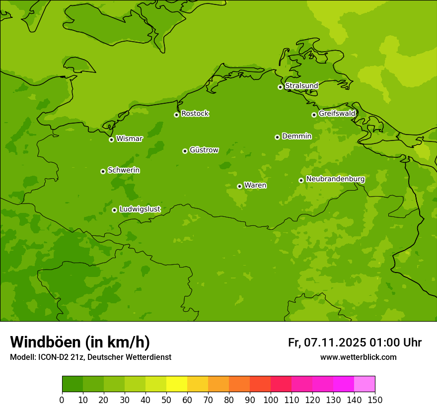 Modellkarten Windgeschwindigkeit