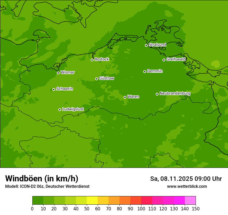 Modellkarten Windgeschwindigkeit