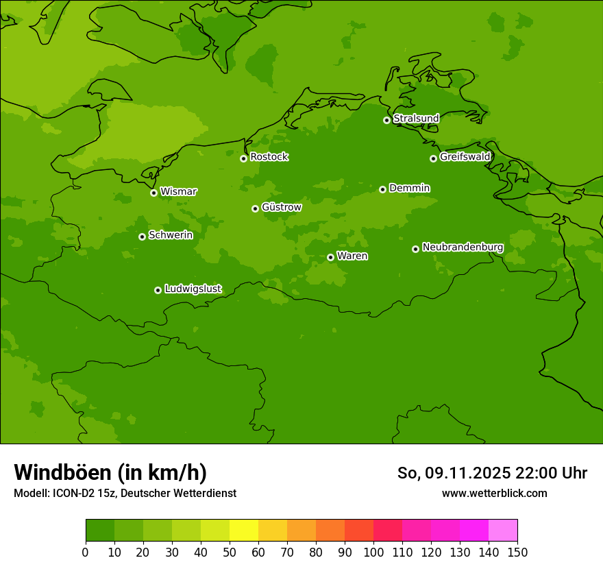 Modellkarten Windgeschwindigkeit