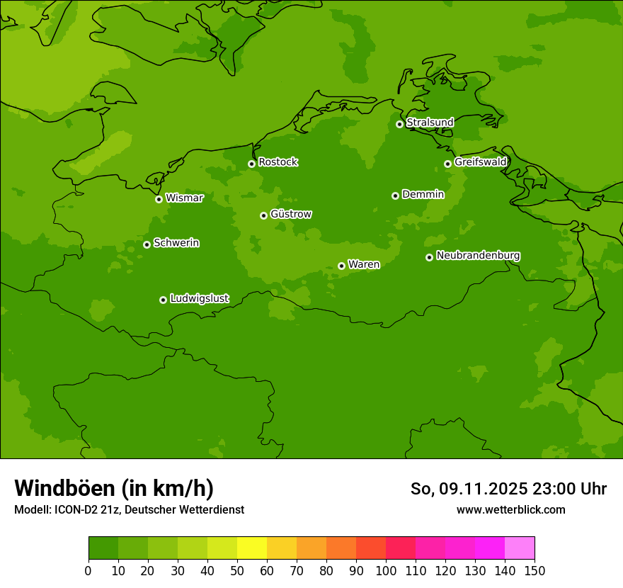 Modellkarten Windgeschwindigkeit