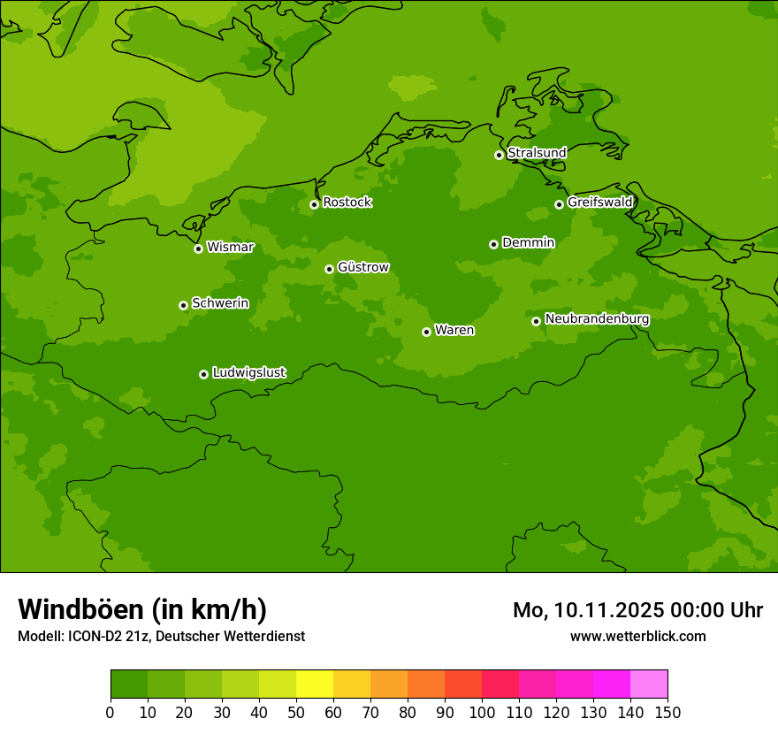 Modellkarten Windgeschwindigkeit
