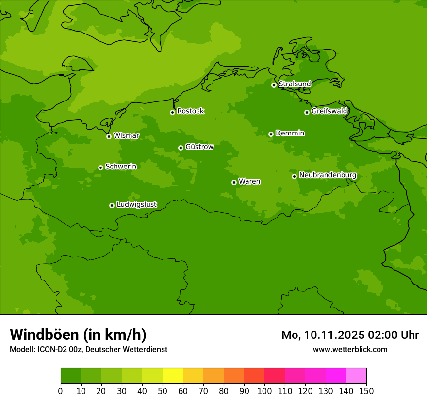 Modellkarten Windgeschwindigkeit