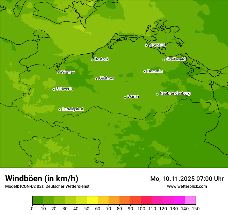 Modellkarten Windgeschwindigkeit