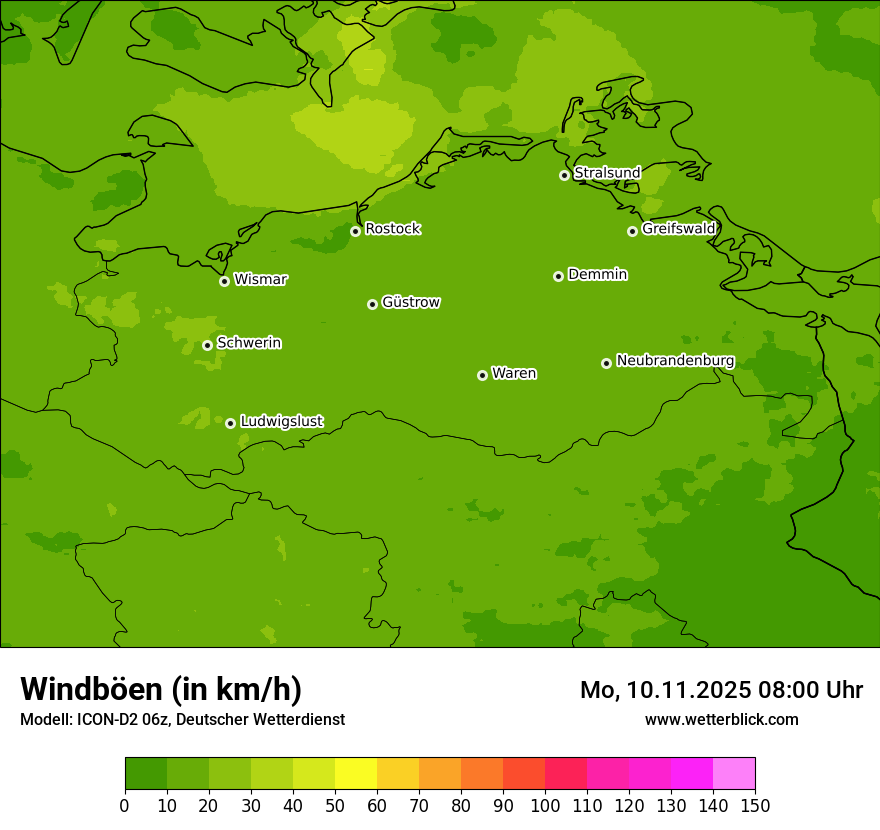 Modellkarten Windgeschwindigkeit