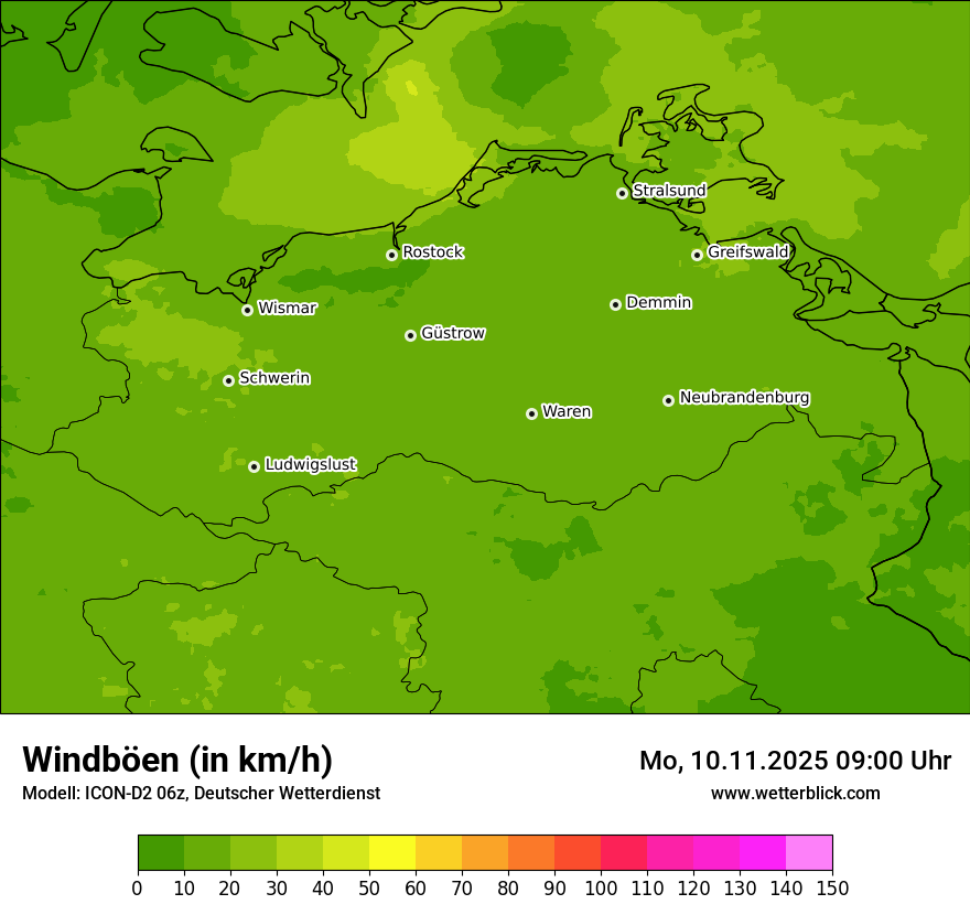 Modellkarten Windgeschwindigkeit