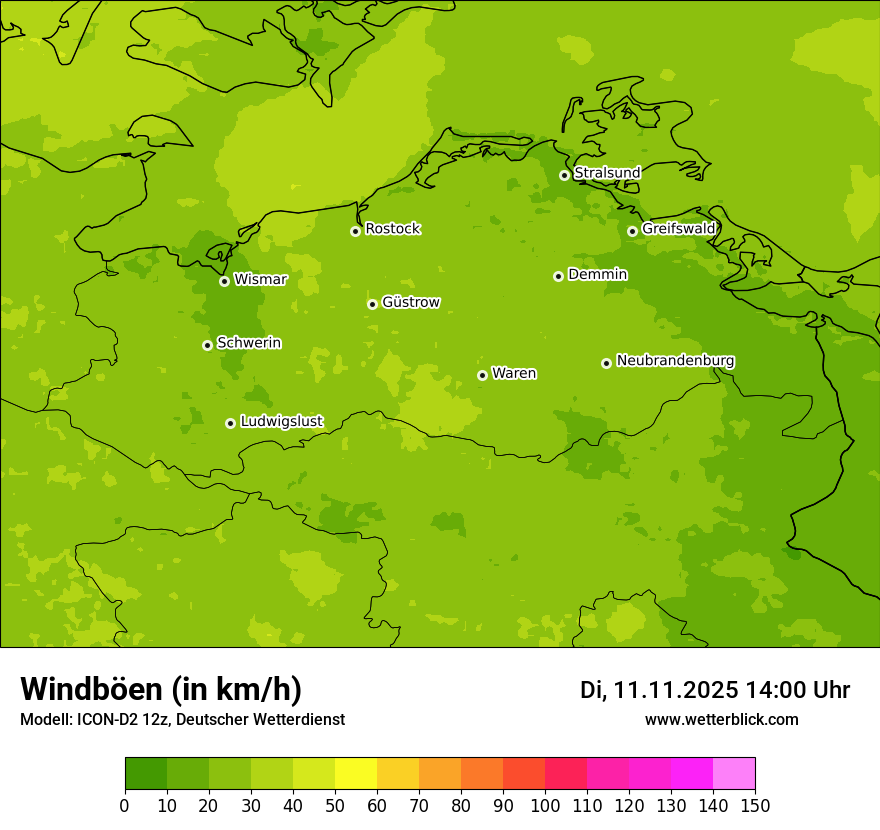 Modellkarten Windgeschwindigkeit