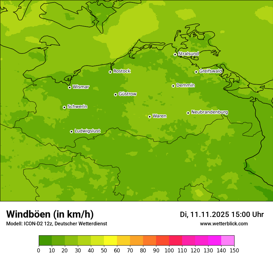 Modellkarten Windgeschwindigkeit