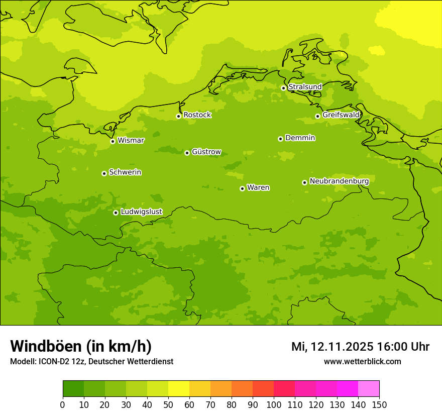 Modellkarten Windgeschwindigkeit