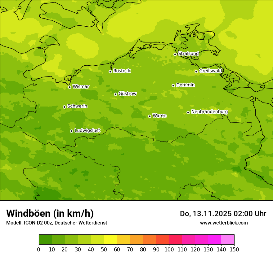 Modellkarten Windgeschwindigkeit