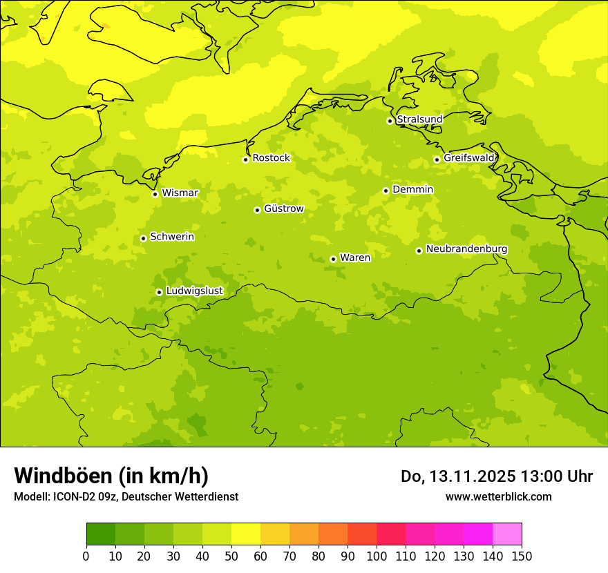 Modellkarten Windgeschwindigkeit