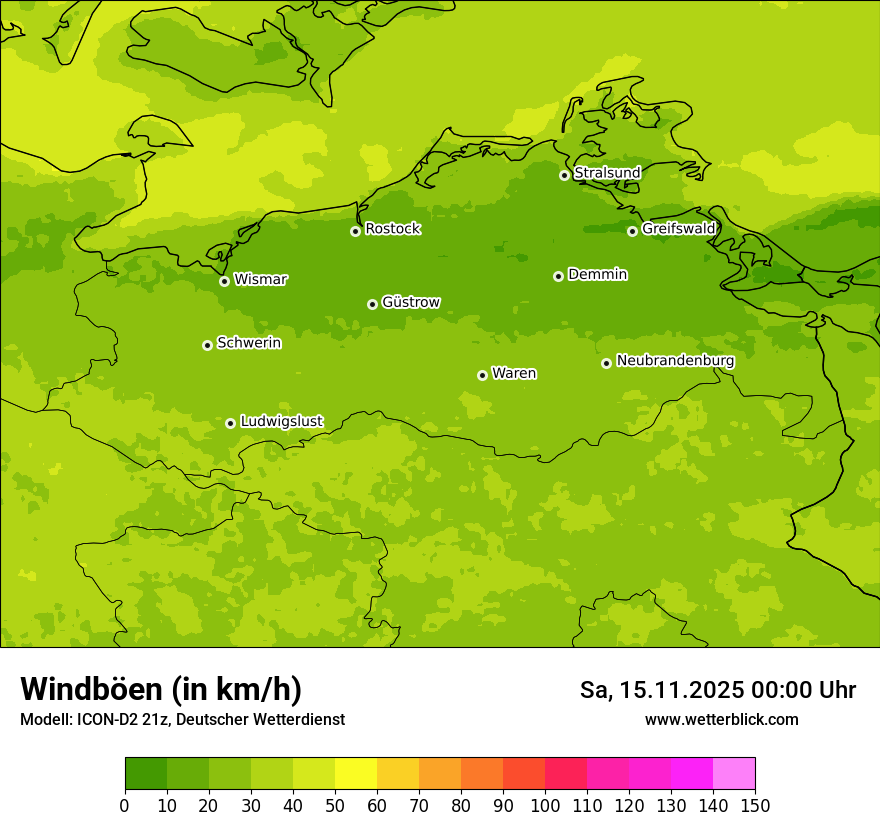 Modellkarten Windgeschwindigkeit