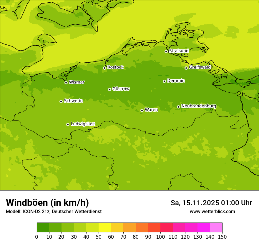 Modellkarten Windgeschwindigkeit