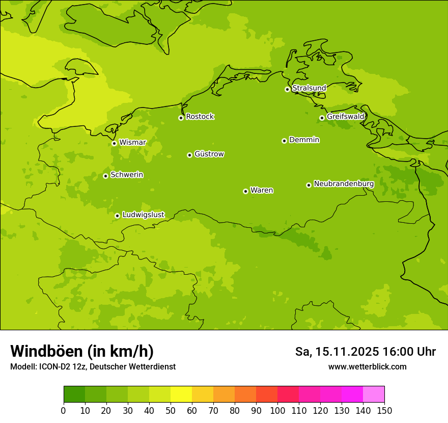 Modellkarten Windgeschwindigkeit