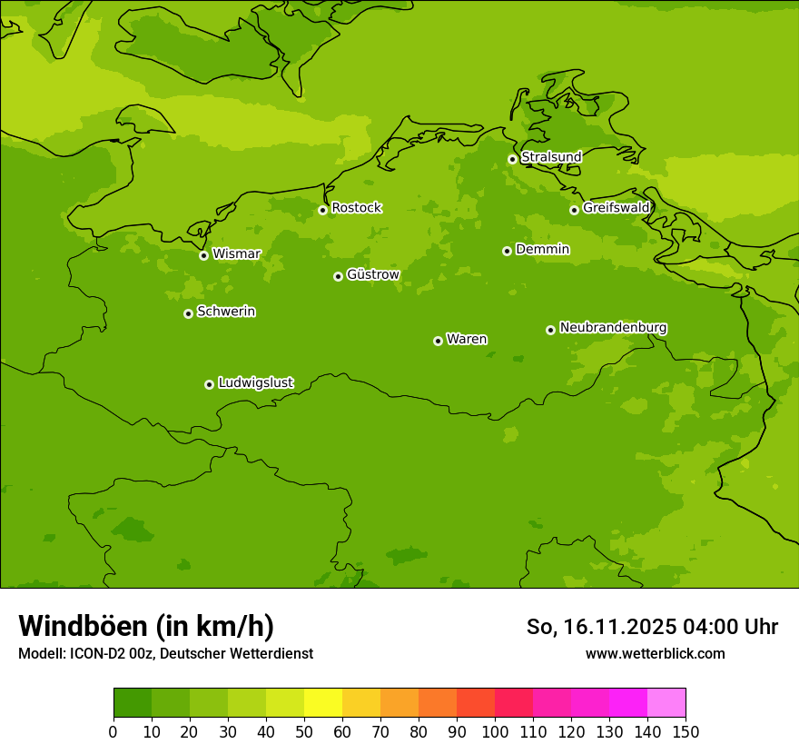 Modellkarten Windgeschwindigkeit