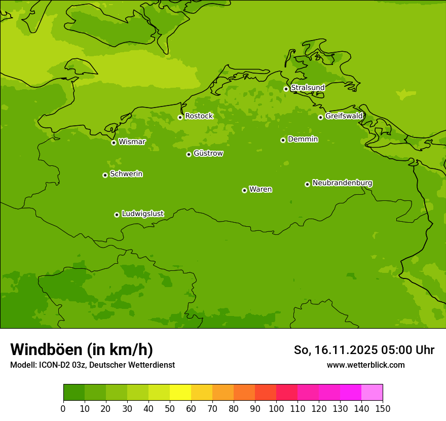 Modellkarten Windgeschwindigkeit