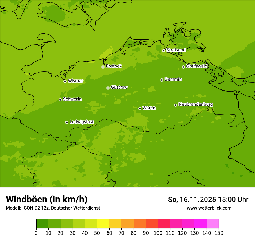 Modellkarten Windgeschwindigkeit