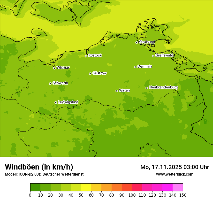 Modellkarten Windgeschwindigkeit