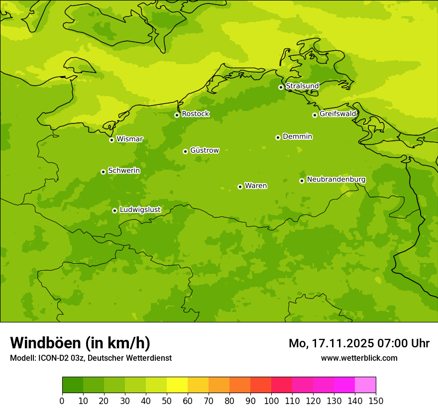 Modellkarten Windgeschwindigkeit