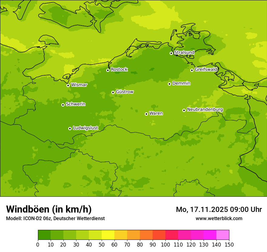 Modellkarten Windgeschwindigkeit