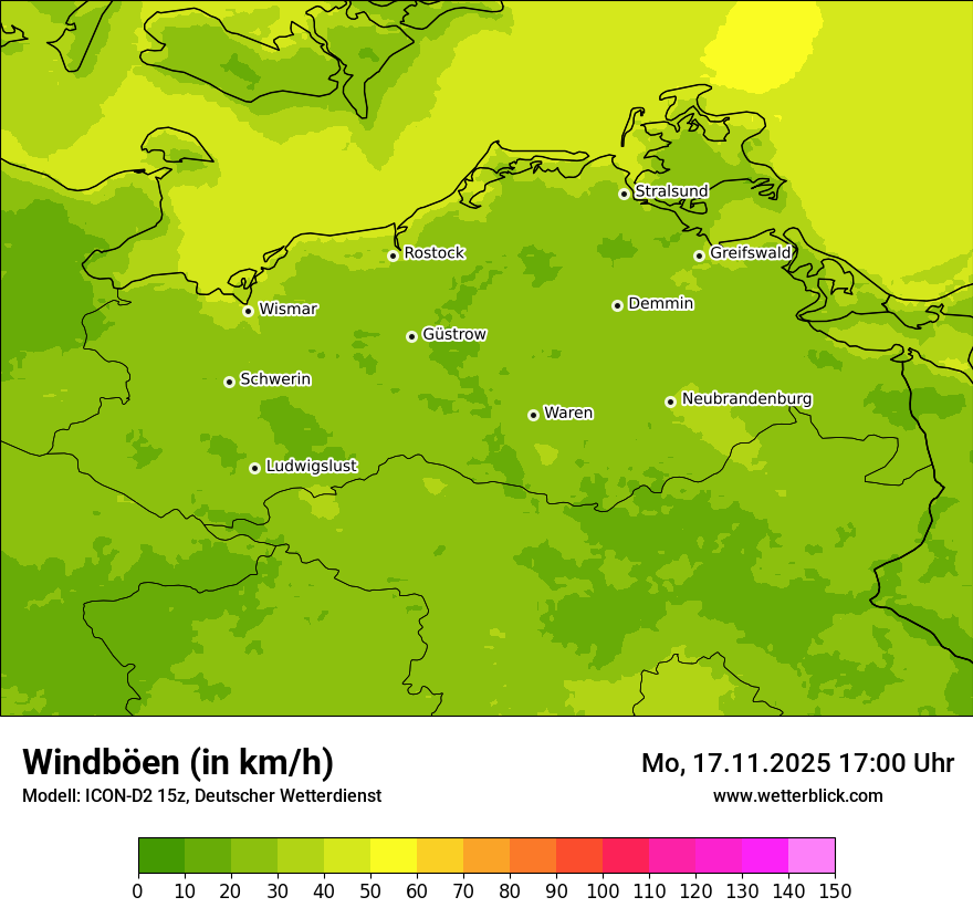 Modellkarten Windgeschwindigkeit