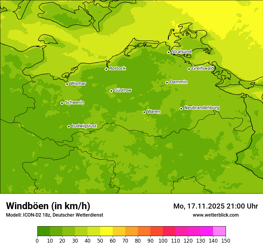 Modellkarten Windgeschwindigkeit
