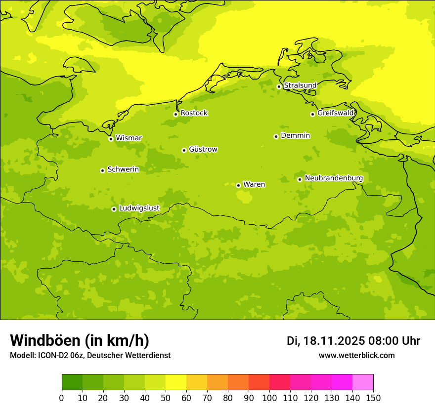 Modellkarten Windgeschwindigkeit