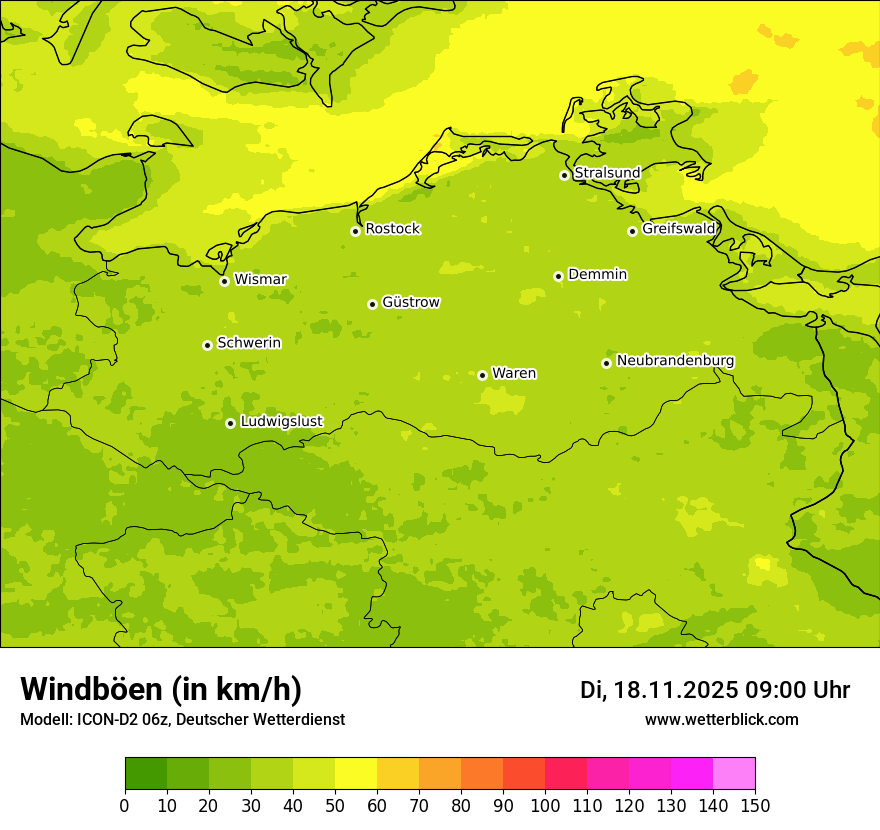 Modellkarten Windgeschwindigkeit