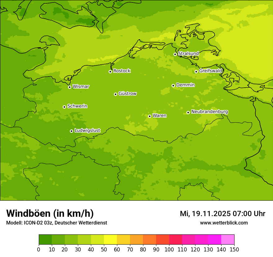 Modellkarten Windgeschwindigkeit