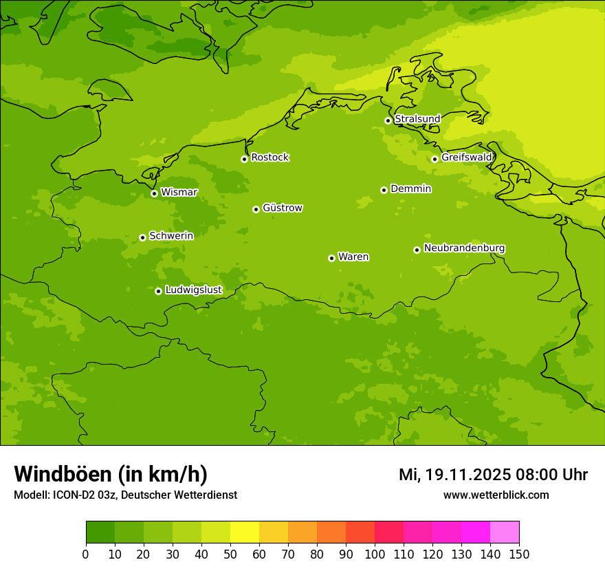 Modellkarten Windgeschwindigkeit